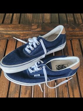 Vans Blue Denim Era 59 Canvas & Leather Sneakers Mens Sz 8 Womens Sz 9.5 Unisex